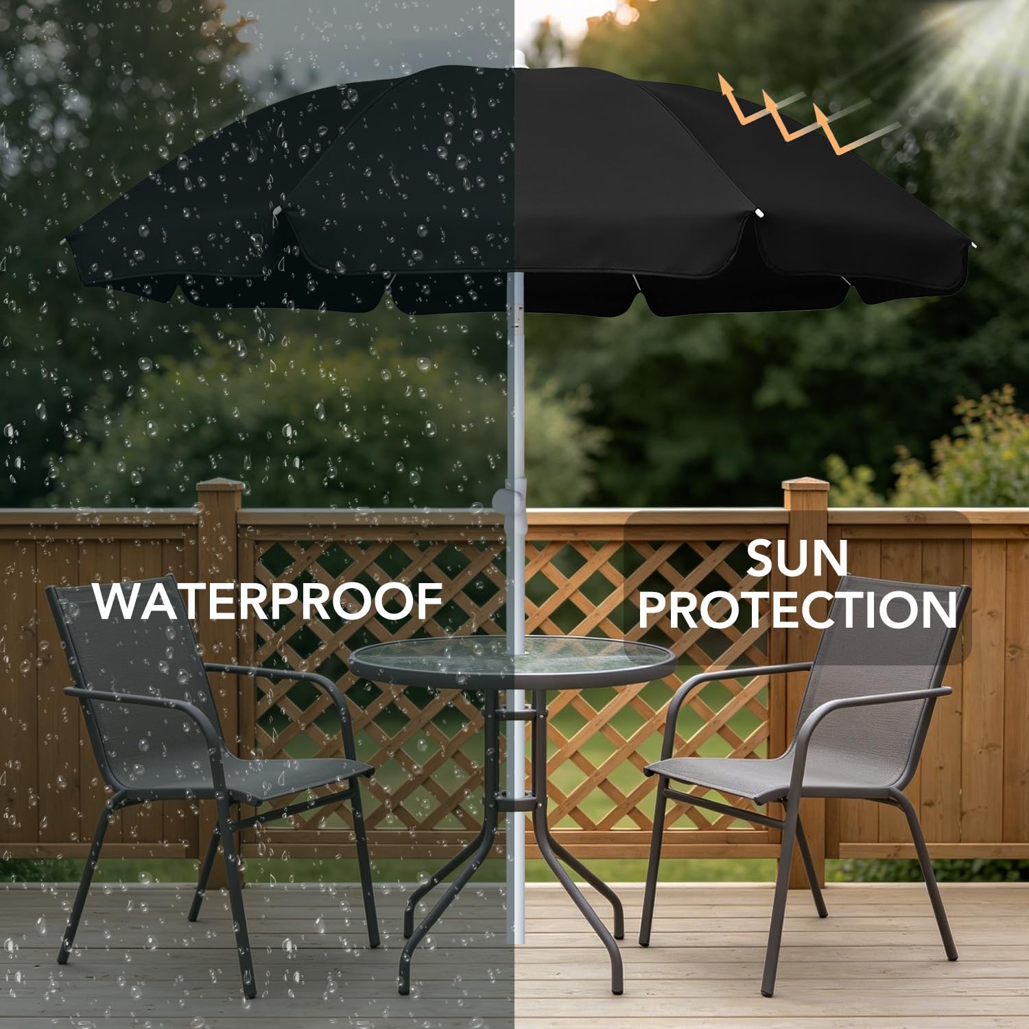 AMMSUN Przenośny baldachim piknikowy zewnętrzny parasol przeciwsłoneczny parasol plażowy z funkcją nachylenia, mały parasol tarasowy - parasol plażowy 15 cm, przenośny zewnętrzny parasol