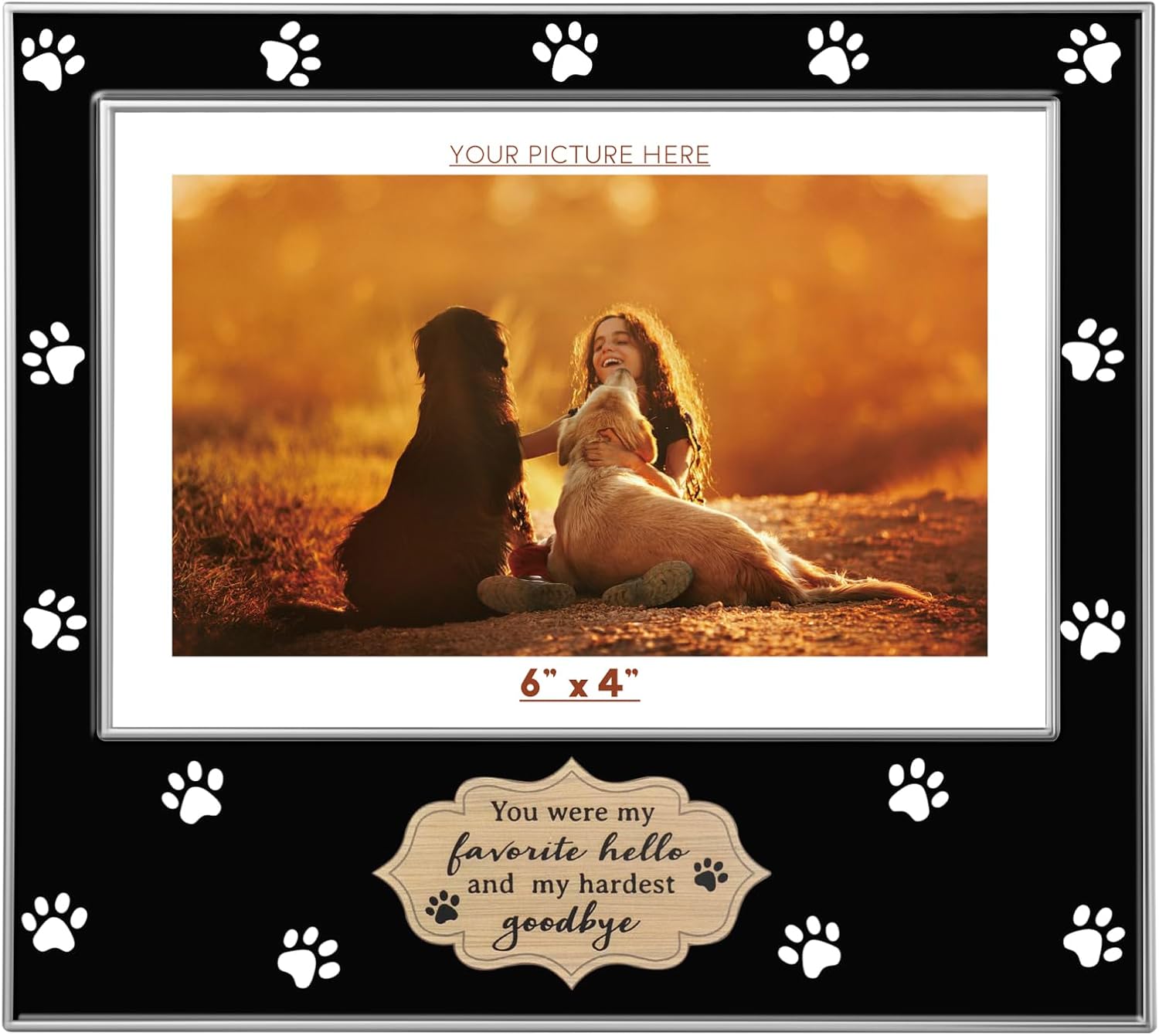 Metal Picture Frame 4x6 Photo Frames with High Definition Glass Front Gift Ideas Tabletop Home Decorative (Paw, Black)