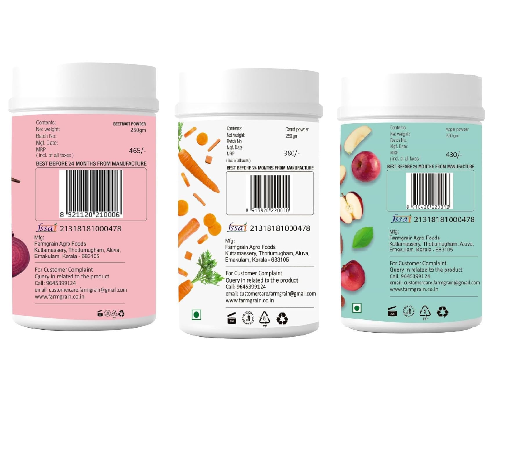 FARM GRAIN Apple, Beetroot, Carrot Powder For Juice | Natural Drink | Chemical Free Combo Powder | 250g Each Pack Of 3 - Image 2 thumbnail