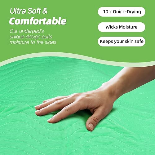 Miniatura 4 de Almohadillas de cama lavables impermeables para incontinencia (paquete de 2, 34 x 52 pulgadas) absorción extra pesada, almohadillas reutilizables de