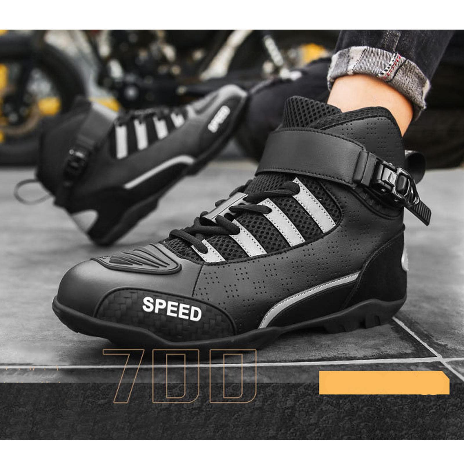 バイク用ブーツ 黒色 合成皮革 k501F バイク用ブーツ 黒色 合成皮革