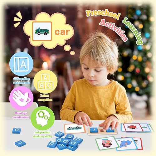 Miniatura 6 de Juguetes educativos de aprendizaje para niños de 3 a 8 años de edad, juegos de palabras a la vista, tarjetas flash de letras para niños pequeños de