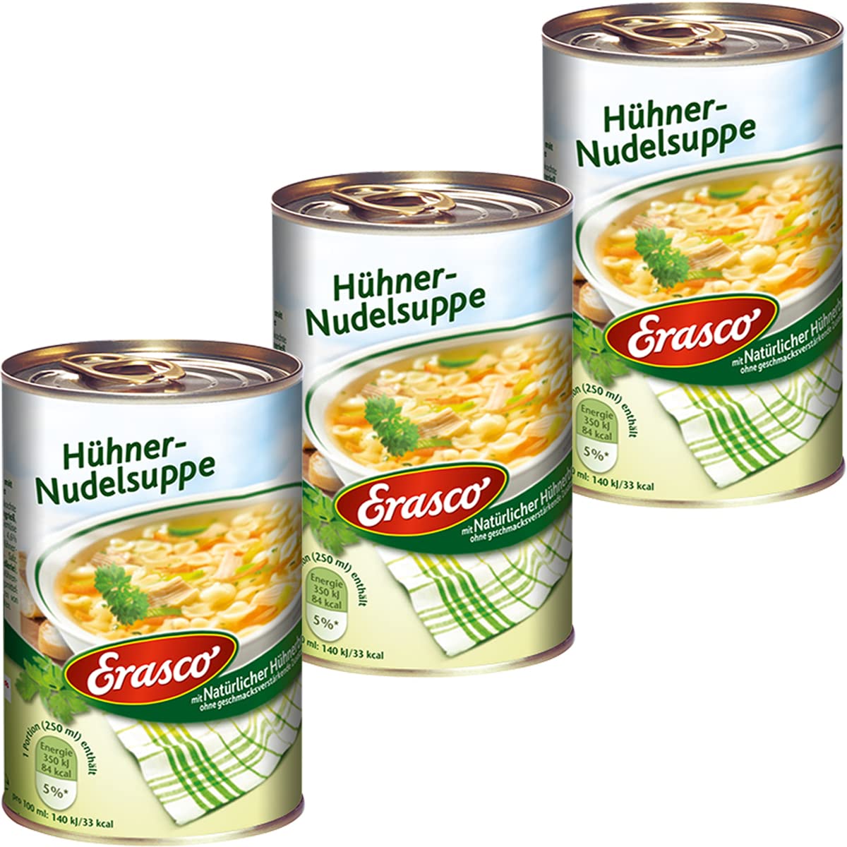 Erasco Sopa Gallinas Verduras Carne Pollo 390 ml 3 Unidades