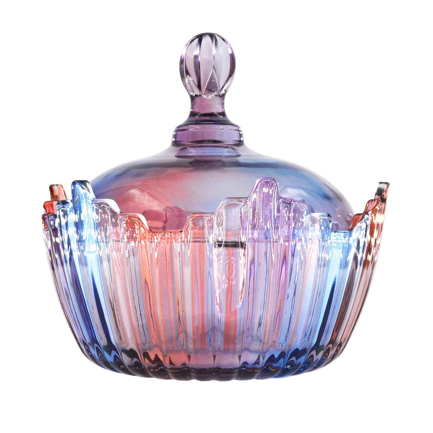 Buy SOCOSY Royal Large Glass Candy Dish with Lid Purple Rainbow Clear