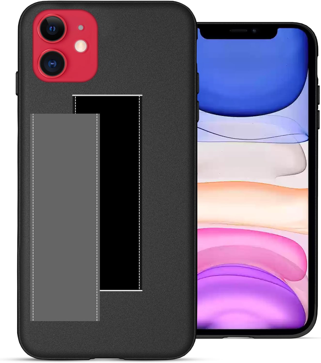 Switchbands Phone Case with Straps for Phone 11 Series BLK - Main (Black & Grey Strap + Black Case, i Phone 11)
