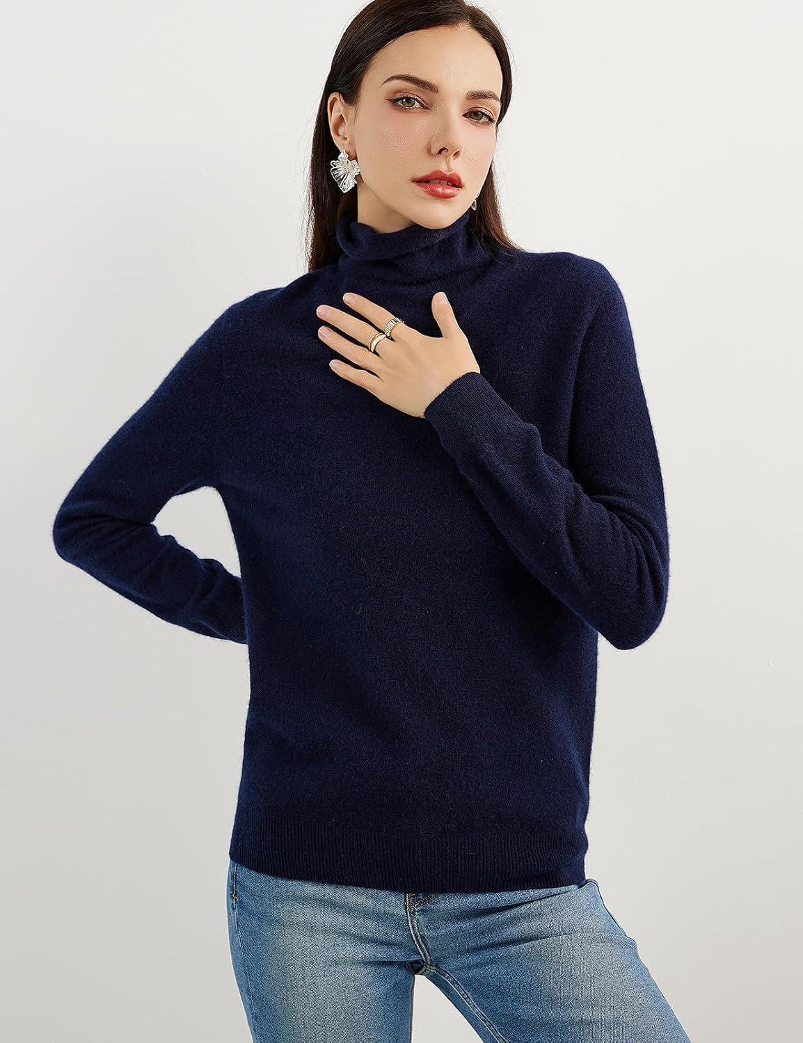 Chanyarn 100% Pure Cashmere Women's Sweater Turtleneck Long Sleeve Warm Soft 2025 Fall Winter Knit Pullover - Image 3