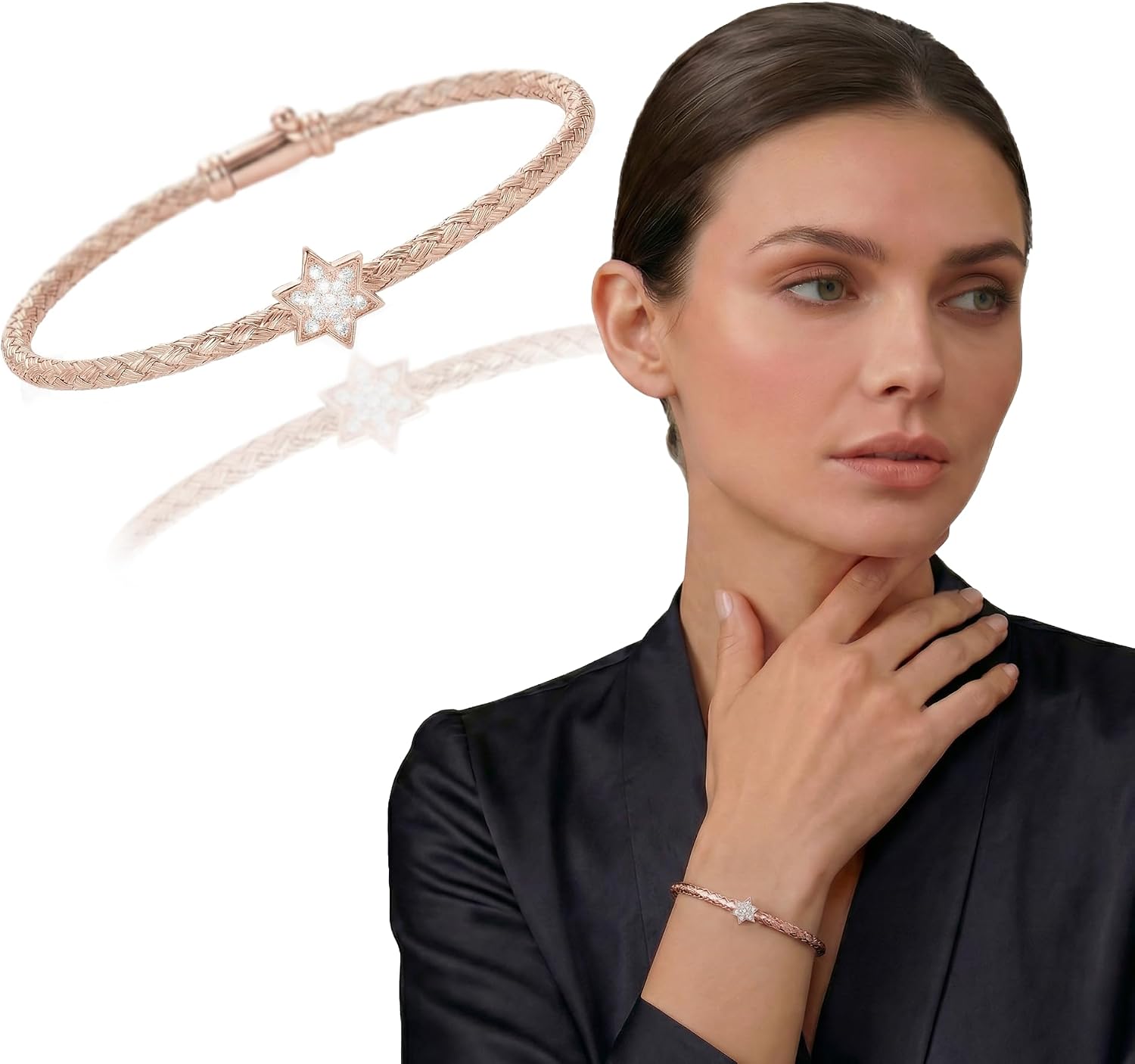 Alef Bet by Paula Jewish Star Bracelet Sterling Silver for Women Worn for Protection and Abundant Blessings | Beautiful Design for Everyday Wear