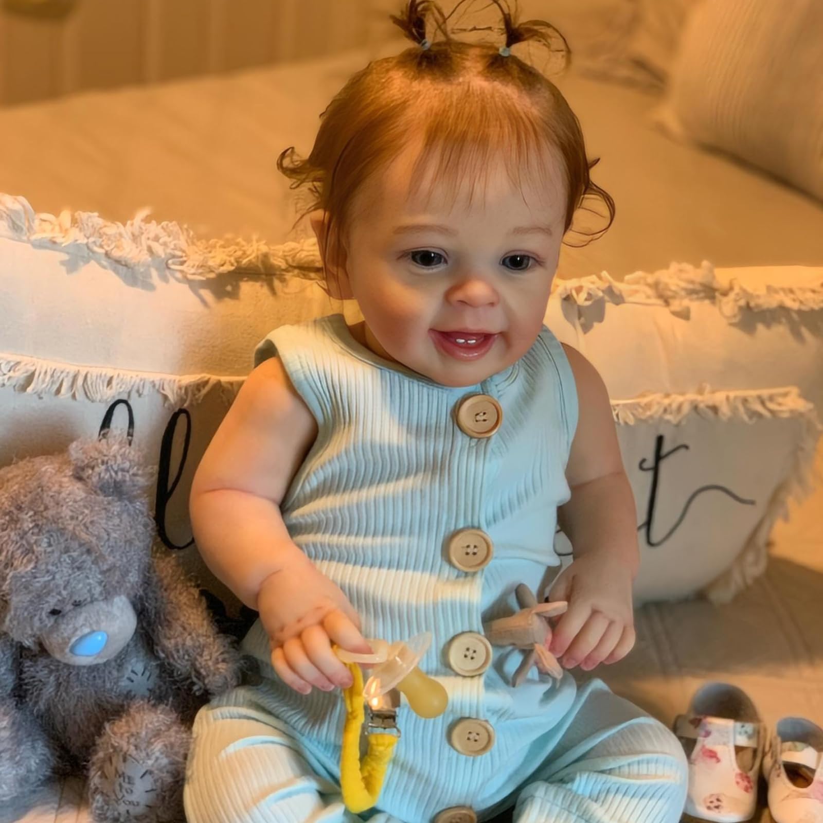 24 Zoll 60 cm Reborn Baby - Reborn Puppe Junge Lebensechte Babypuppe Reborn BabysPuppen Weicher Handgemachte Realistische Wiedergeborene Sieht aus wie EIN echtes Baby Mädchen