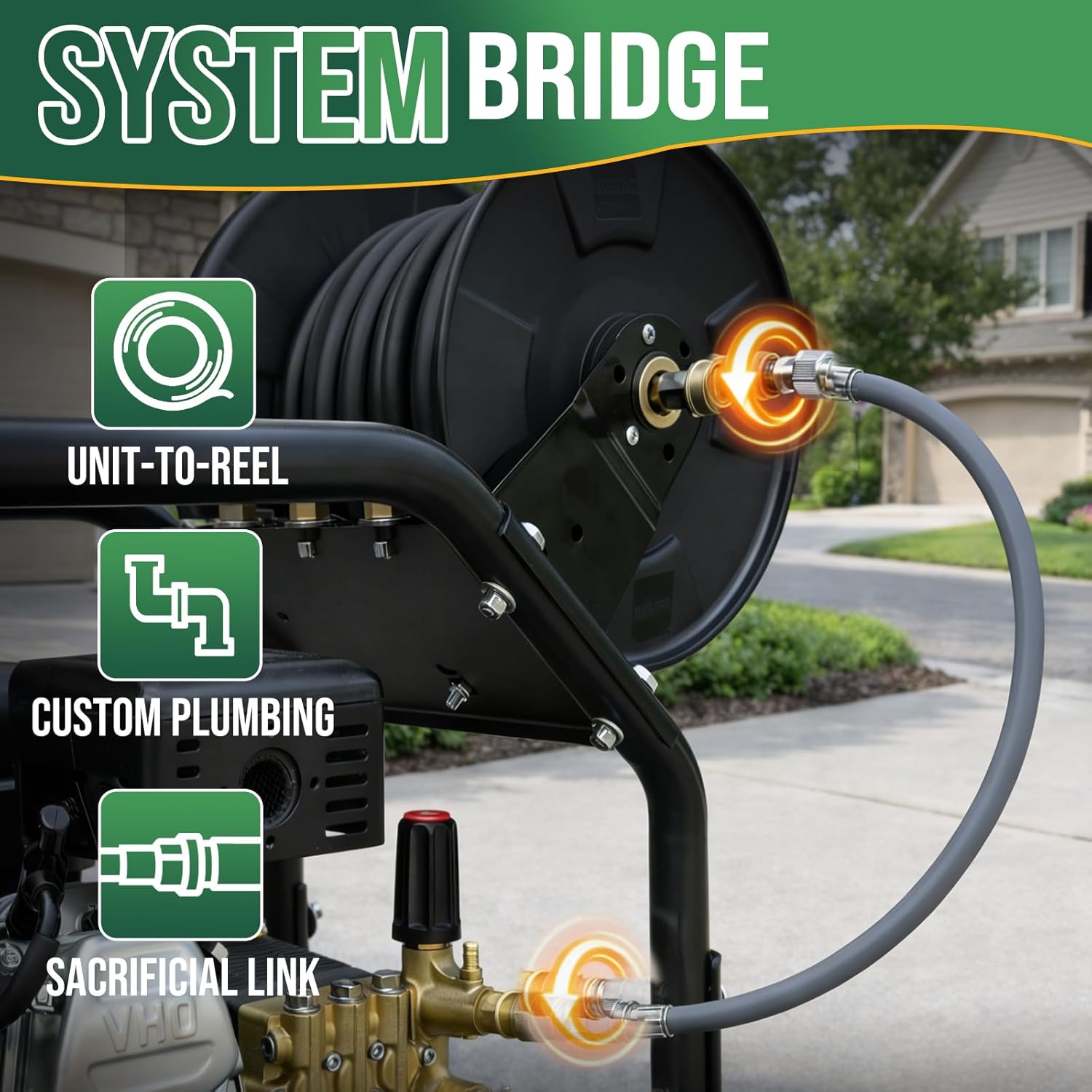 5FT Pressure Washer Jumper Hose for Reel Connection, Dual 3/8" Male NPT Swivel Fittings, 4500 PSI Working, Reinforced Crimp Whip/Leader Hose for Pump, Reel & Plumbing Setup