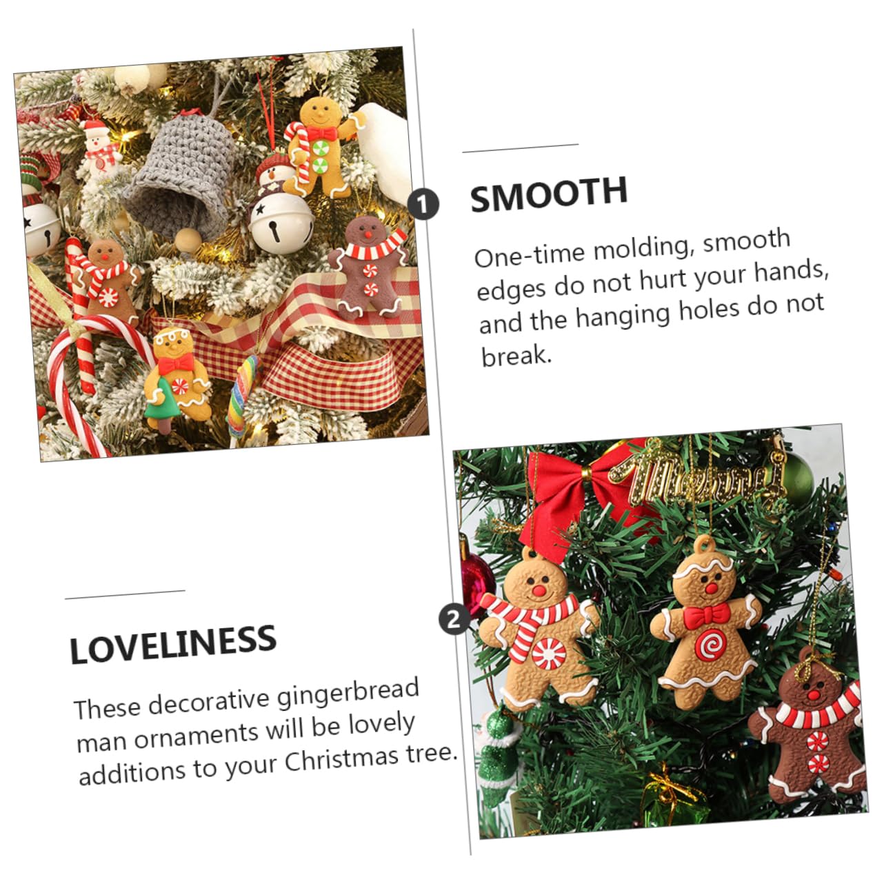 Cabilock 24 Piezas Adornos Colgantes para Árbol de Navidad PVC con Diseño de Hombre de Jengibre para Decoración Festiva