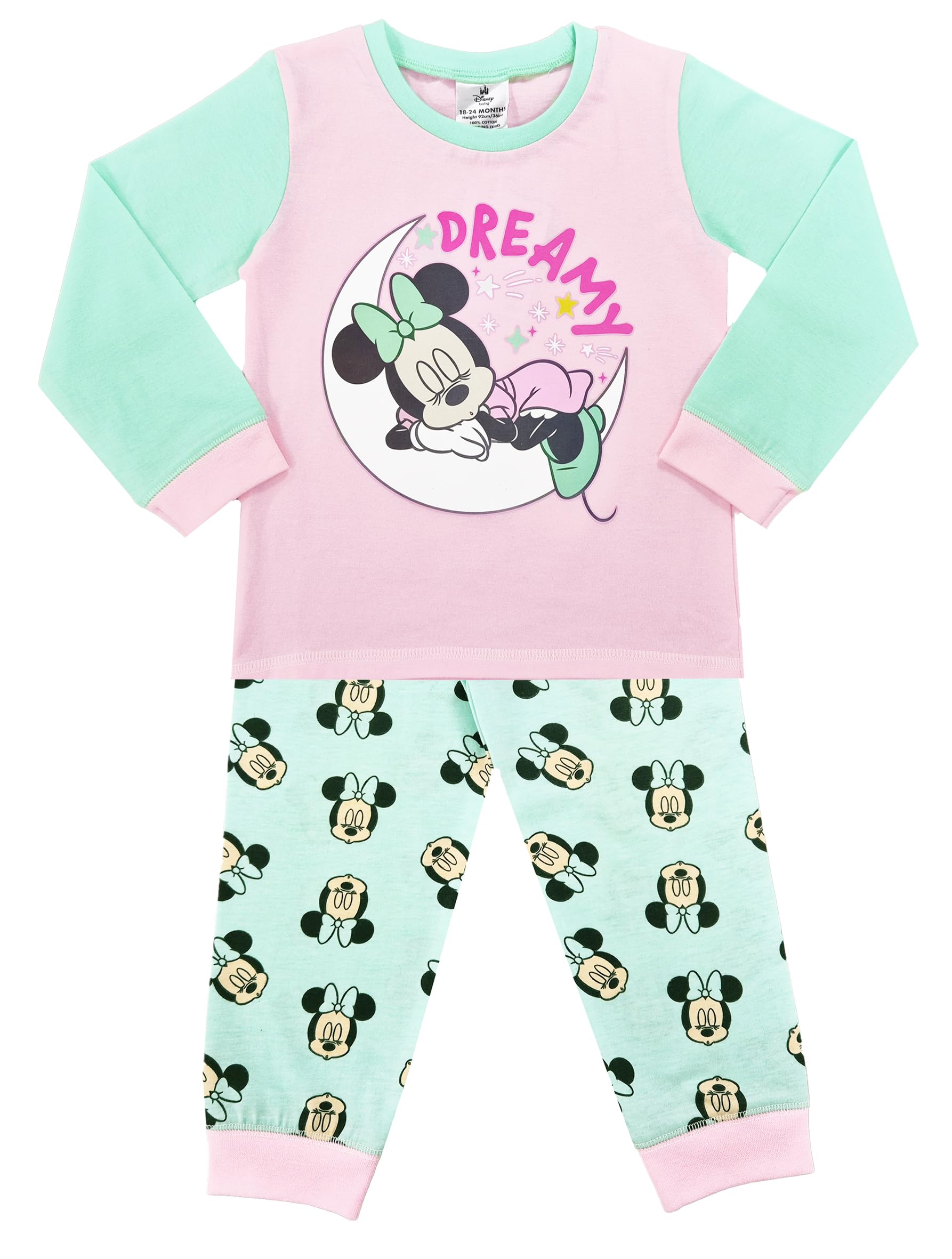 Disney Baby Girls Minnie Mouse Dreamy Pyjama Set Pjs Nightwear Size 6 to 24 Months