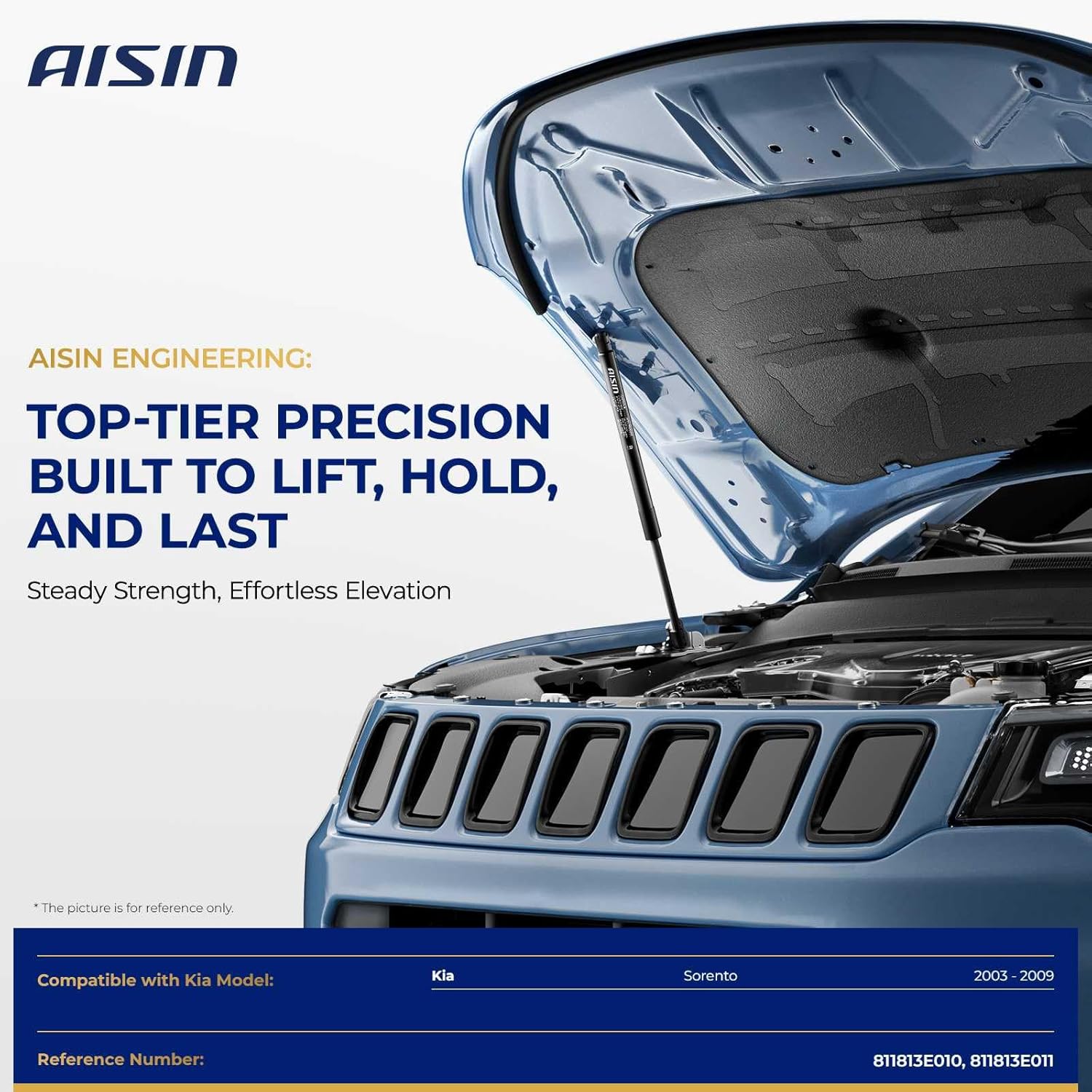 AISIN AFTERMARKET GASKA-01059 Front Hood Lift Supports Shock Struts - Compatible with Kia Sorento 2003-2009 - Set of 2