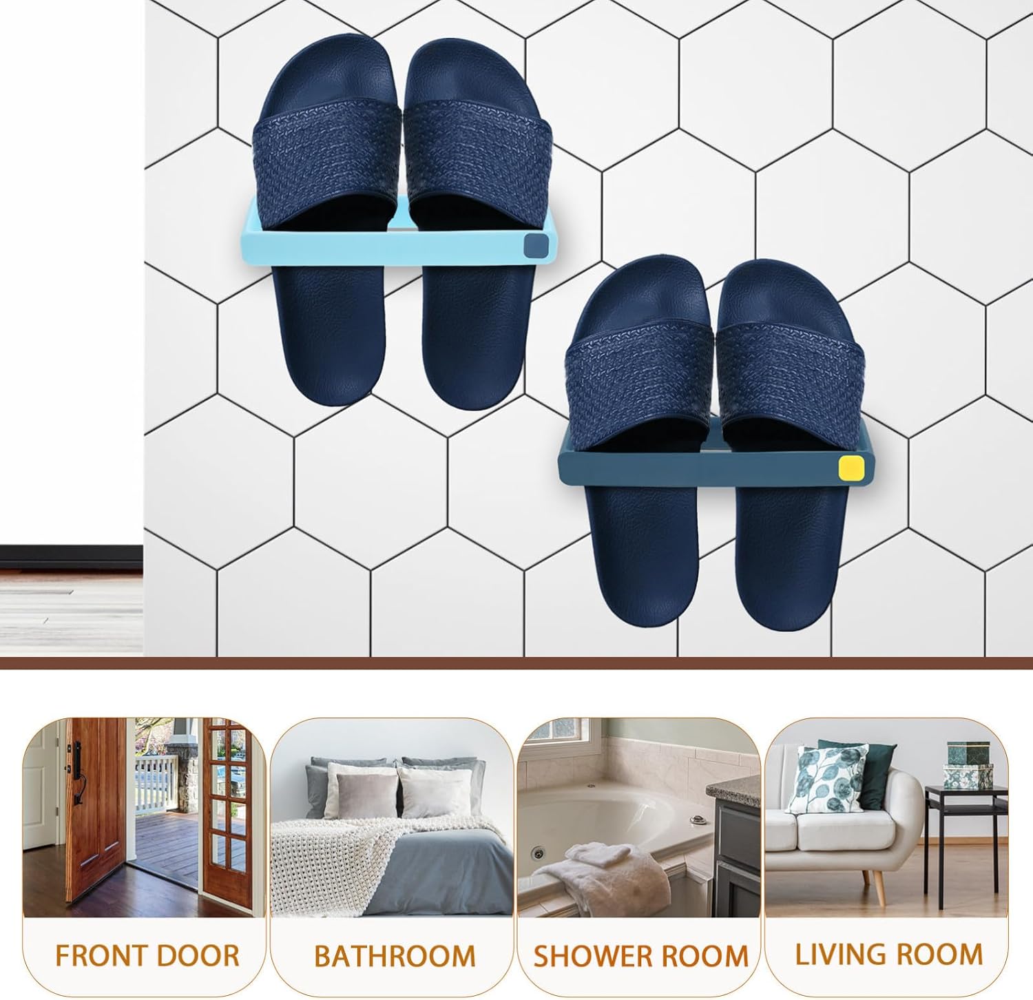 4pcs Wall Mounted Shoe Rack Slipper Organizer for Entryway and Bathroom, Space-saving Hanging Shoe Shelves in Multi-color, No-drill Installation