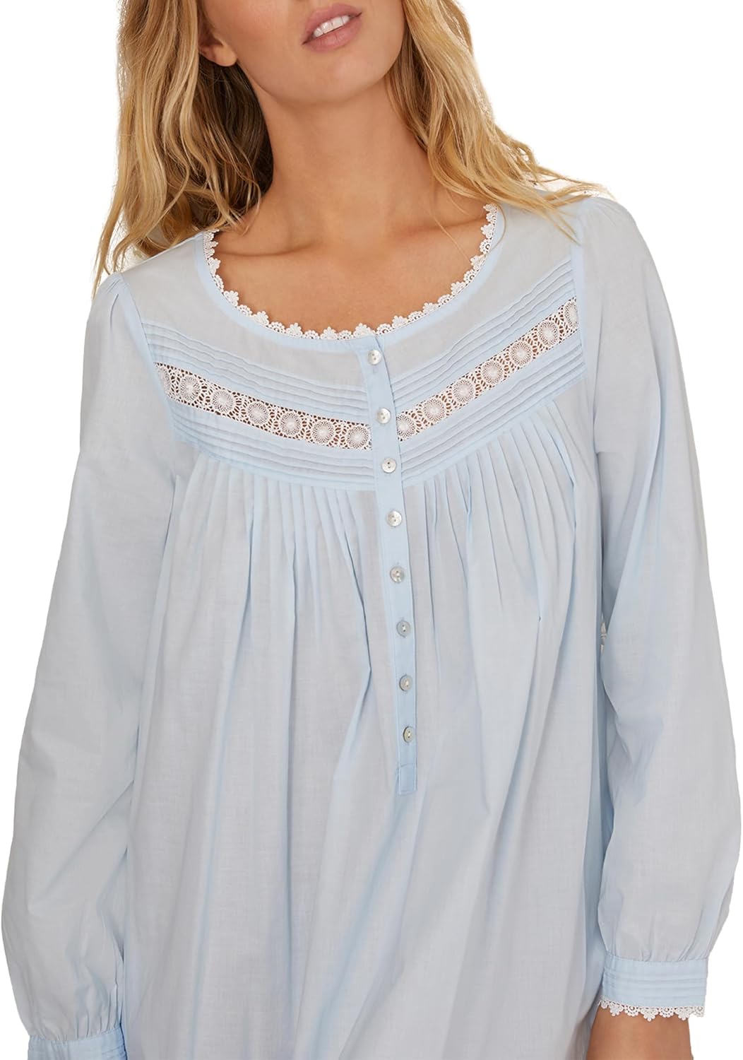 Eileen West Queen Anne’s Lace Womens Sleepwear & Loungewear - Heirloom Dream Collection - 100% Cotton Longsleeve Nightgown - Image 2