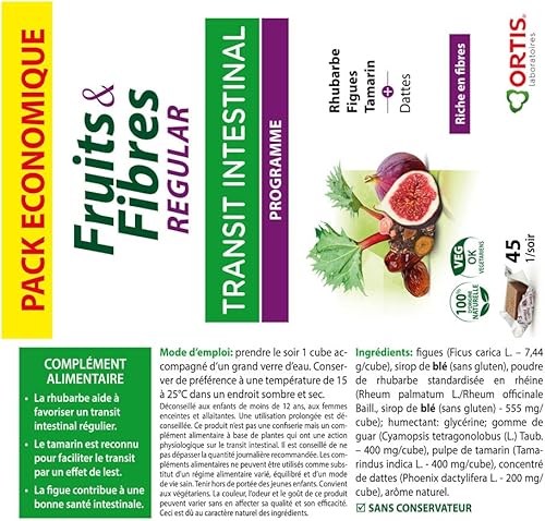 Miniatura 4 de Ortis Frutas y fibras Regular 45 cuadrados para masticar