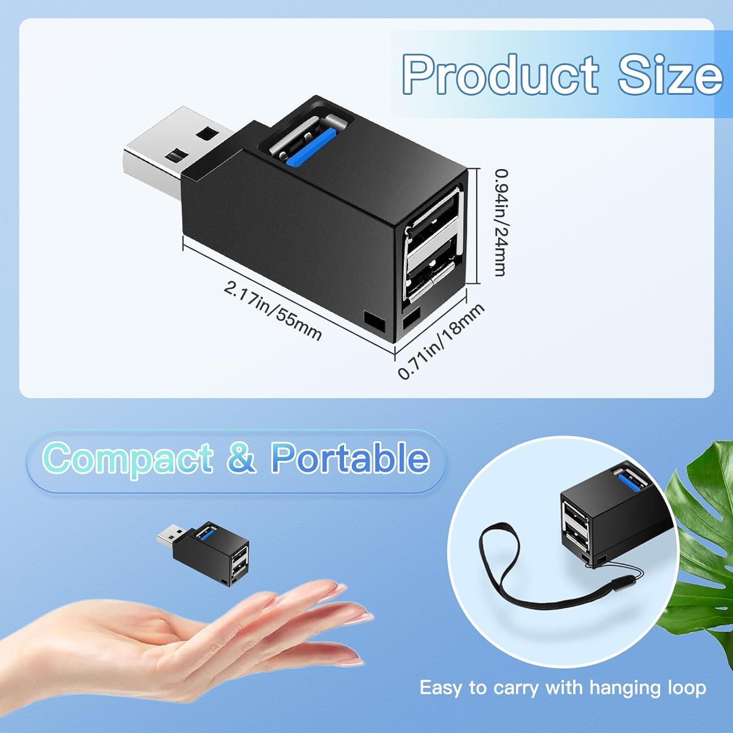 Hub USB, USB 3.0 a 3 porte, splitter USB per auto ad alta velocità, Plug and Play per MacBook, Mac Pro/Mini, iMac, Surface Pro, XPS, Notebook PC, unità flash USB, HDD portatile, radiatore USB, scanner