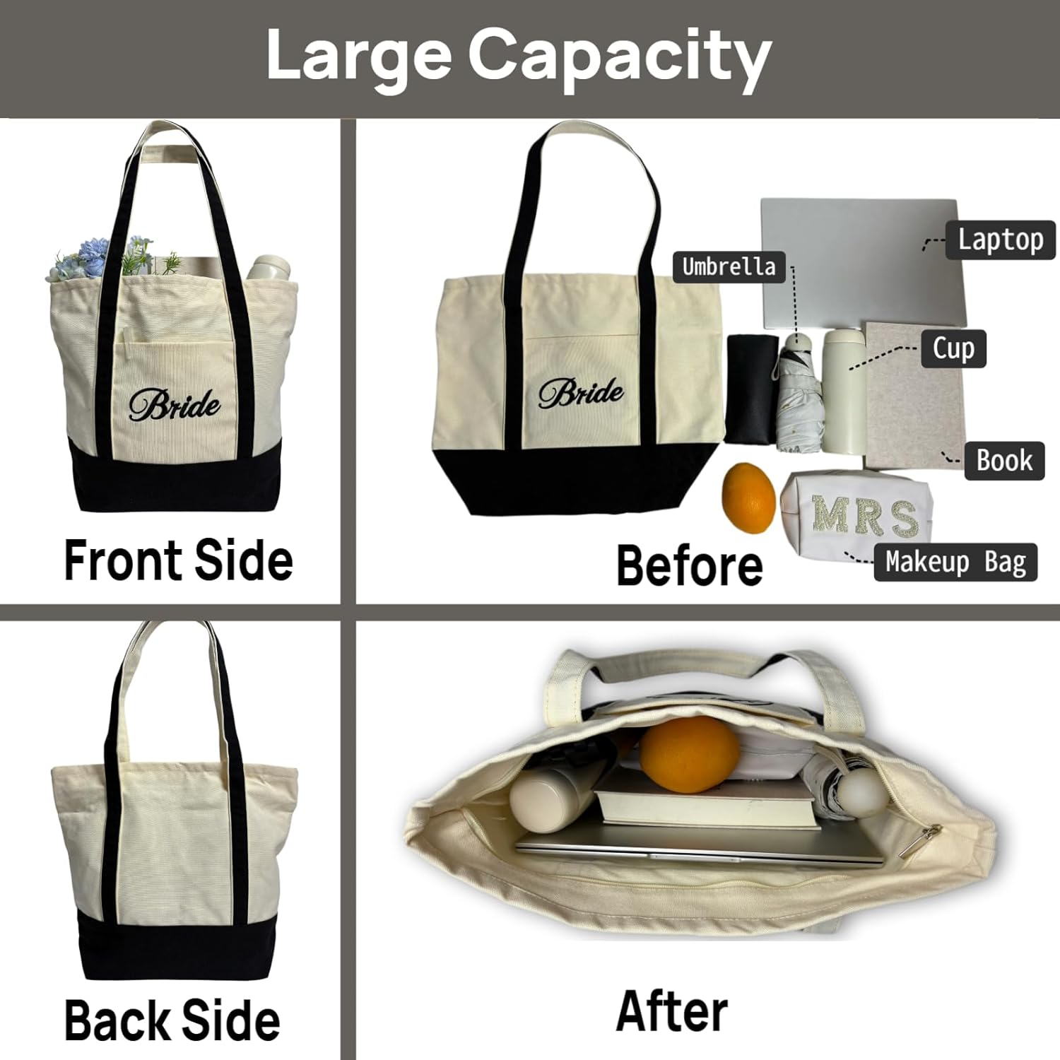 Bride Tote Bag Bride Canvas Beach Bag Travel Tote Handbag Bride To Be Gifts Bridal Shower Gifts for Wedding Day - Image 7