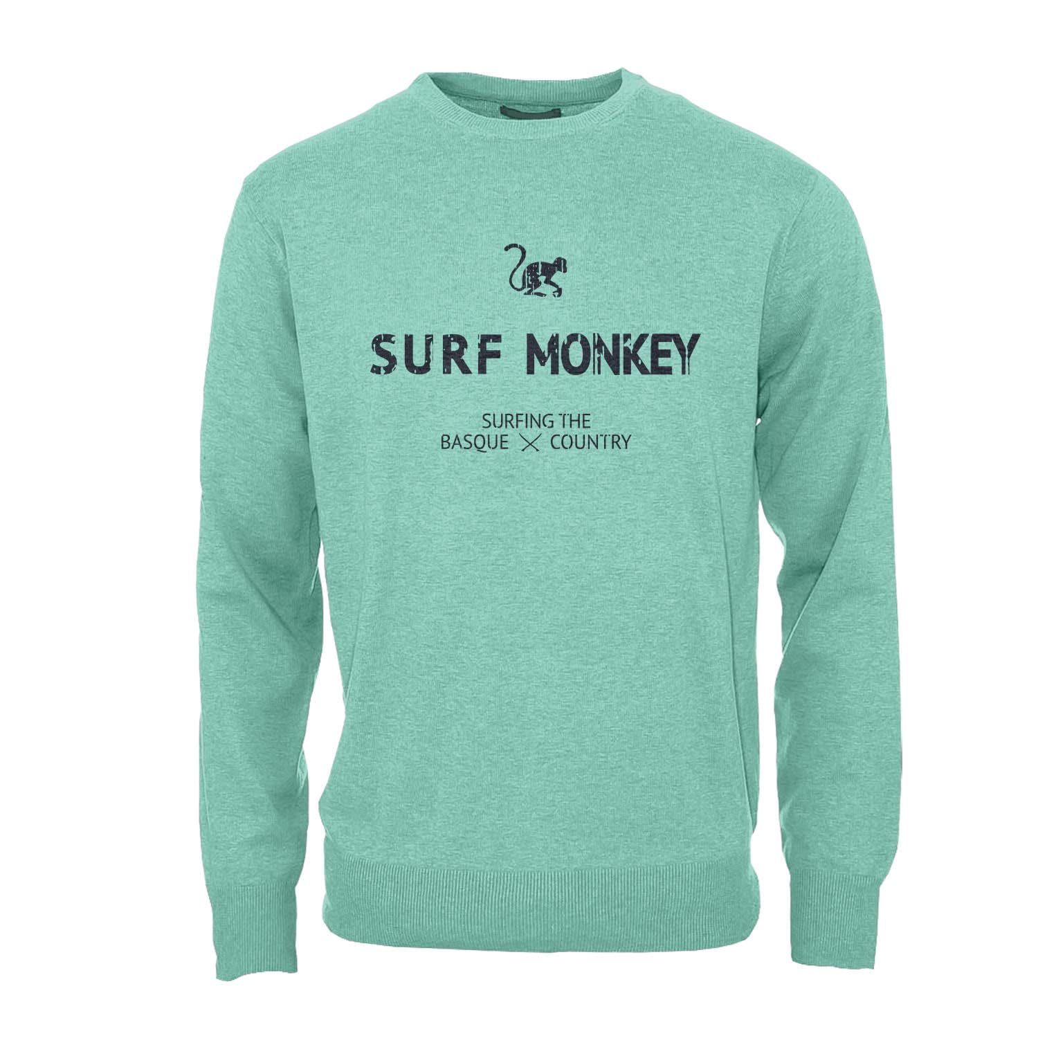 DRESSED IN MUSIC PLAY WITH ME Klassisches Sweatshirt mit Rundhalsausschnitt für Herren/Damen, Bio-Baumwolle, Surf Monkey