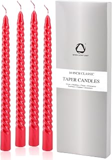 SEVEN LUCKY LIGHT Red Taper Candles, Metal Style Taper Candles Set of 4, Ture Dripless 10 inch Candlesticks,8 hrs Clean Burning Long Candle Sticks