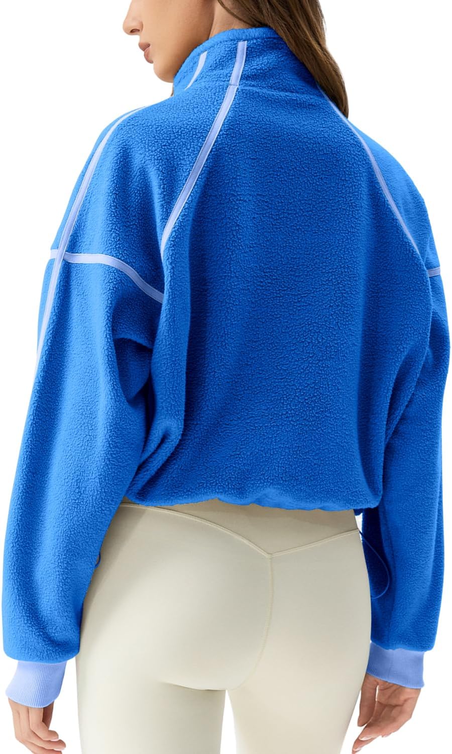 QINSEN Women's Half Zip Fleece Short Pullover Sweatshirt Winter Long Sleeve Cozy Sherpa Sweater Top - Image 3