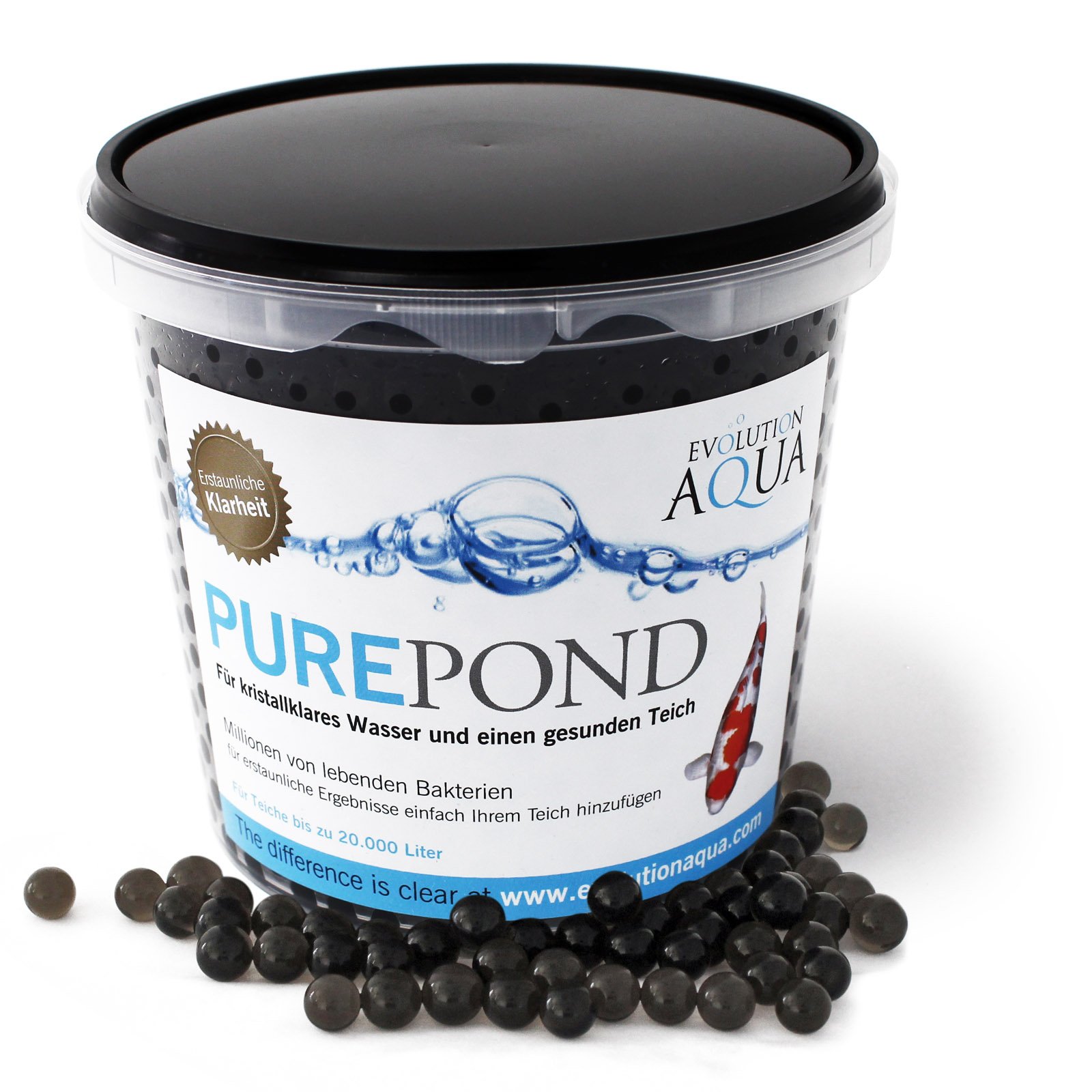 Evolution Aqua Pure Pond 1000 ML - pour 20000 litres - bactéries et enzymes - pour Filtre Eau Filtration Entretien Bassin Aquarium - régulation des valeurs Ammoniac et Nitrite - aquariophilie