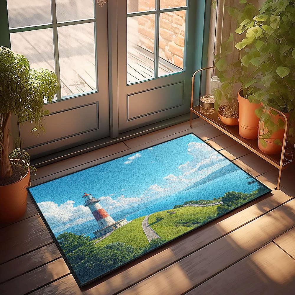 Paillasson d'extérieur amusant anti-saleté grand format 65 x 90 cm motif phare