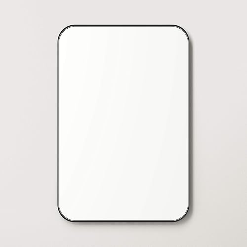 Miniatura 7 de Better Bevel - Espejo con marco de metal negro de 24 x 36 pulgadas, espejo rectangular de pared para baño, esquina redondeada
