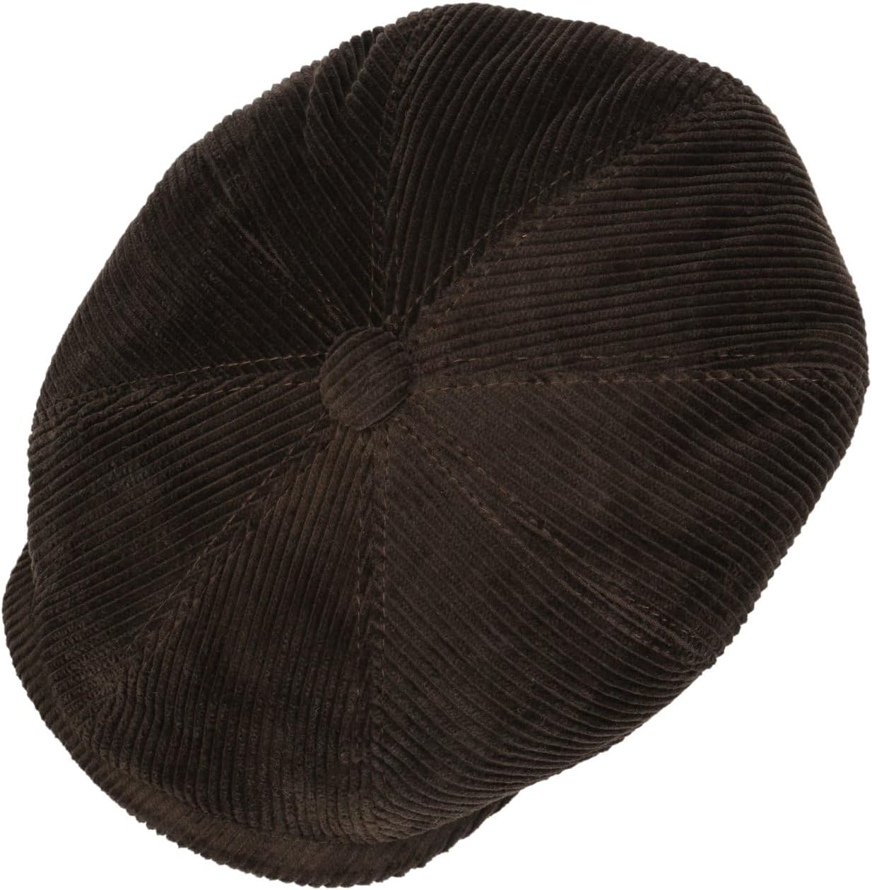 Lipodo 8-Panel Cord Flat Cap Italian-Made Ivy Cap Plain Color Peaked Cap Men Fall Winter Regular-Fit Lined