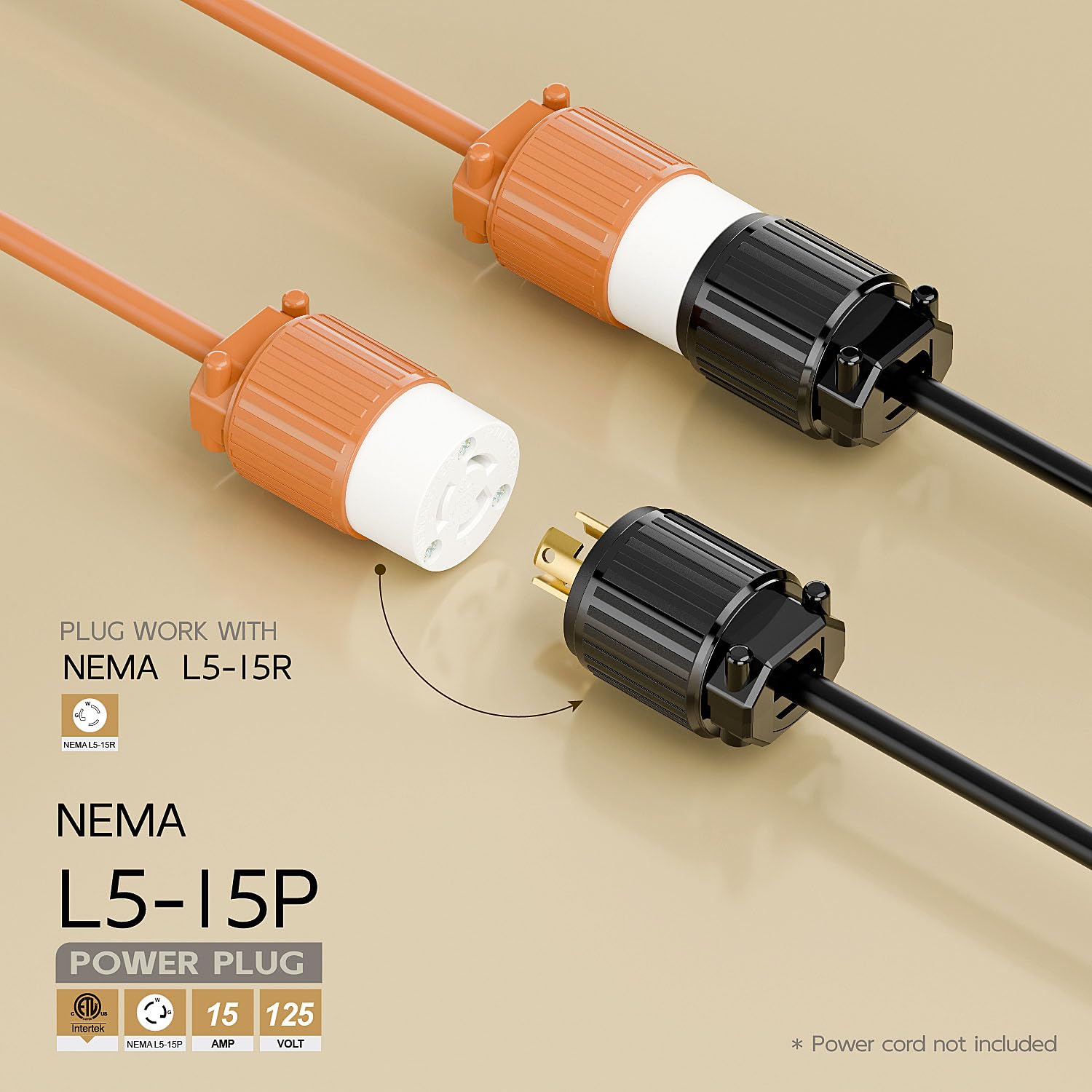 Amazon.co.jp: NEMA L5-15Pロックプラグ、ツイストロックオス15Amp 125