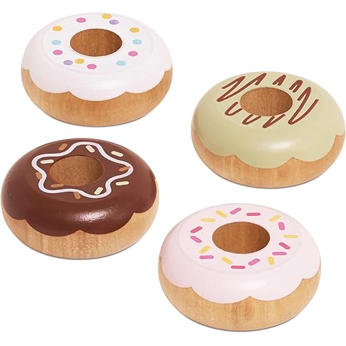 Le Toy Van - Educational Wooden Honeybake Pretend Play Doughnuts Set Toy Cakes | Gorgeous Pretend Play Food | Birthday Cake Or Afternoon Tea Role Play Toy | Great As A Gift