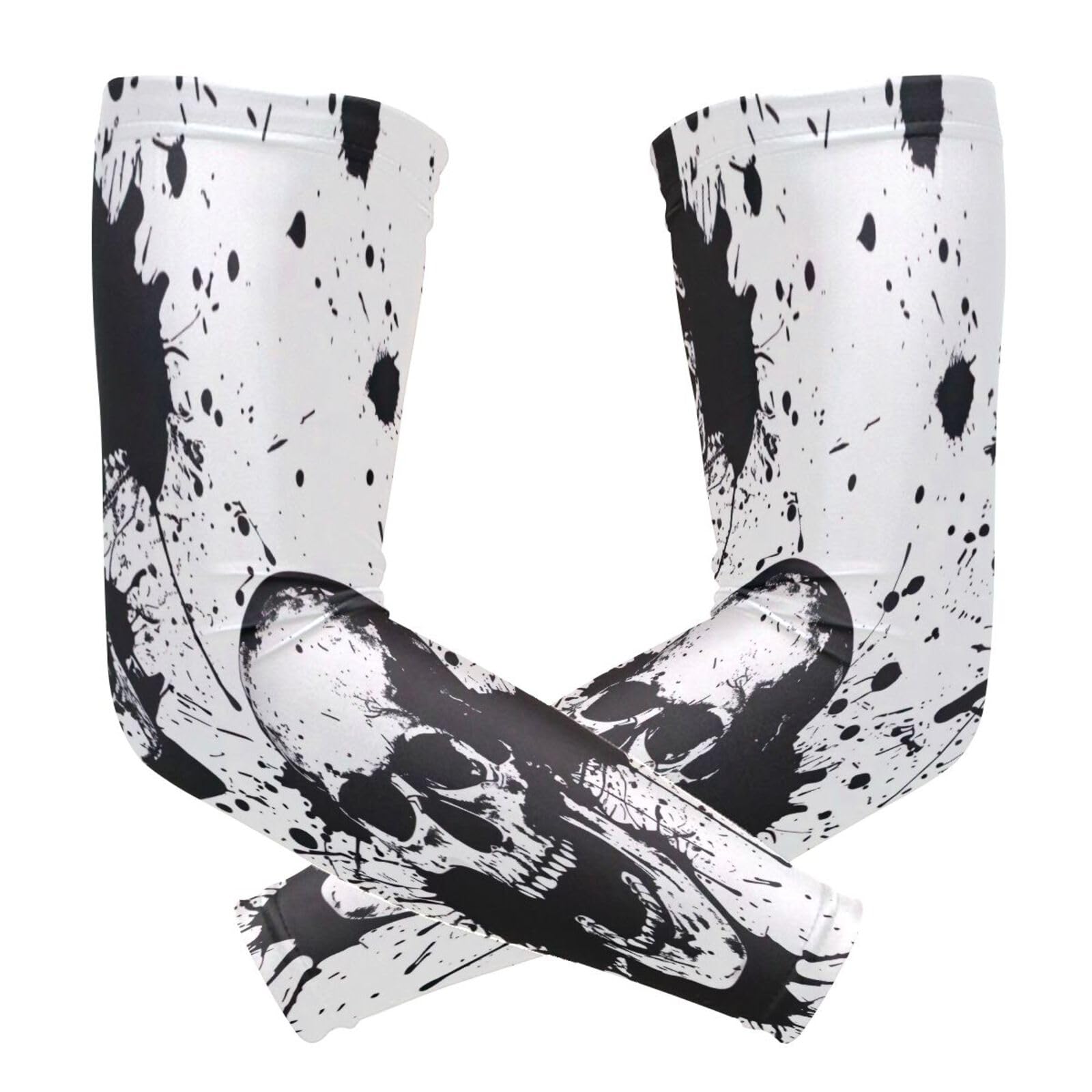 YEGAME Arm Sleeves for Men & Women, Skull 1 Pair Cooling UV Sun Protection Sports Compression Sleeves, UPF 50+ Basketball Tennis Cycling Arm Warmers, Breathable Tattoo Cover Sleeve