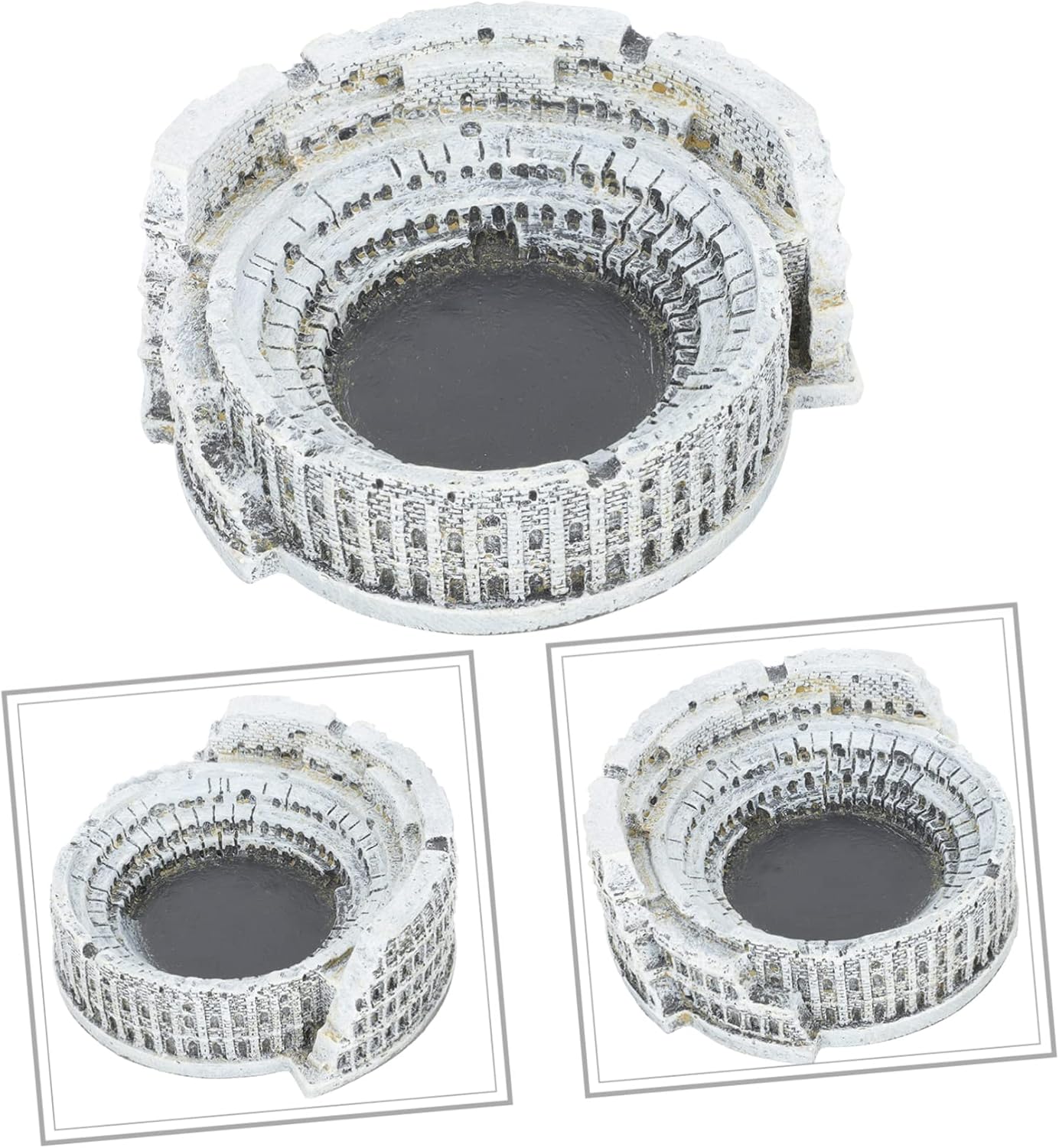 Amosfun Colosseum Ashtray 5.12 Inch Indoor Desktop Smoking Accessory with Cigarette Grooves Decorative Cement Ornament for Home Office Bar