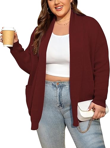Imimtuan Womens Plus Size Cardigan Plain Color Sweater Long Sleeve Casual 2025 K