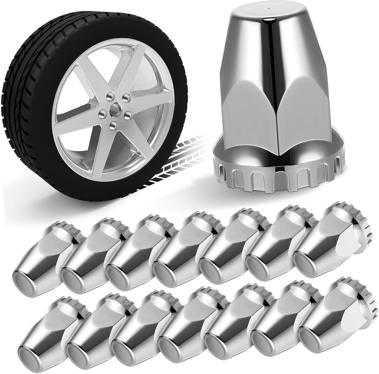 20pcs Semi Truck Lug Bolt Caps Lug Nuts Cover for Trailer Chrome Truck Car Wheel Accessories