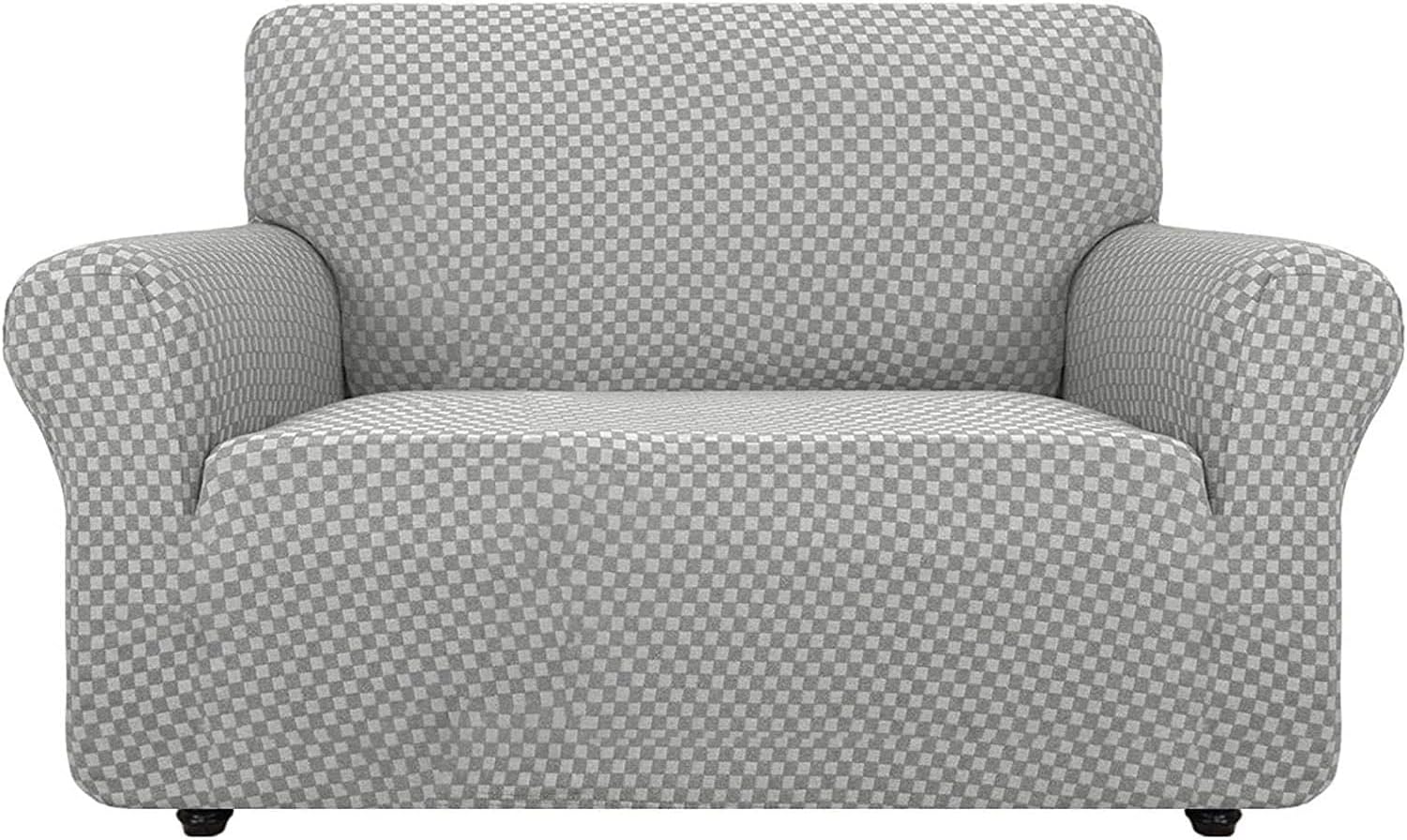 Sofa Cover,1 2 3 4 Seater Couch Cover, Stylish Fit Stretch Polyester Spandex Furniture Protector with Non Slip Foam for Kids Pets Living Room,Grey-1 Seater (78-116cm)