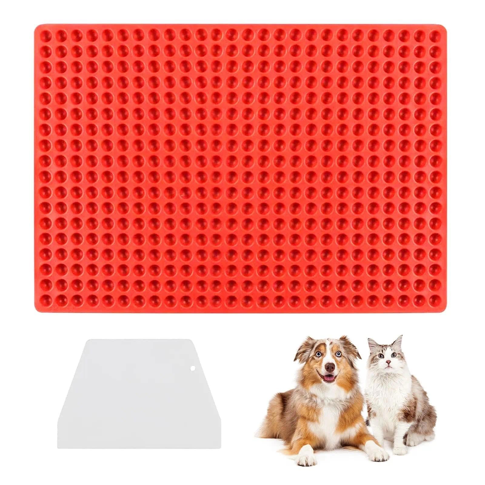 Diyxisk 2 Pieces Silicone Baking Mat with Scraper Gummy Moulds Reusable Chocolate Moulds for Dog Biscuits Chocolate Candy Jelly Ganache