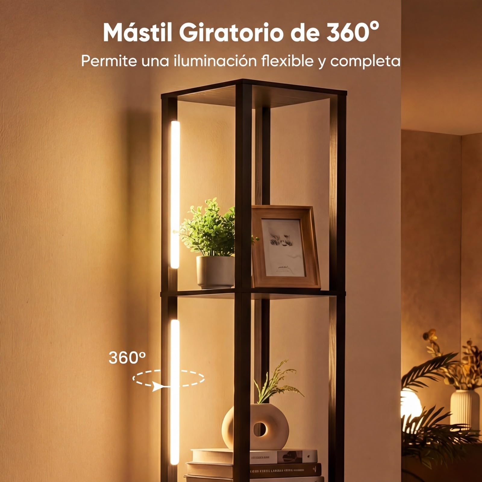COSTWAY Lámpara de Pie con Estantes y Cajón, Lámpara de Pie Moderna con Mesa Auxiliar y Brillo Ajustable, Lampara de Esquina de Madera para Salón, Sofá, Dormitorio y Oficina, (Bombilla Incluida)