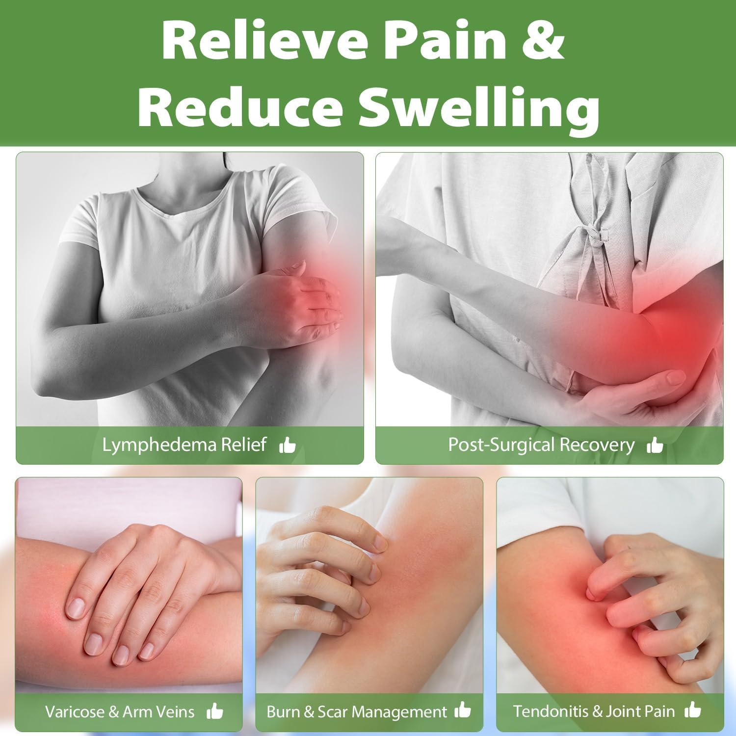 Compression Lymphedema Arm Sleeves for Women, 20-30 mmHg Full Arm Support for Swelling Recovery Circulation - Image 7