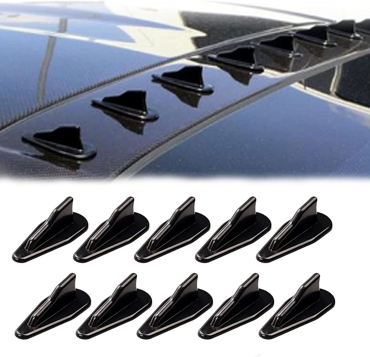 Air Vortex Generator Diffuser Roof Shark Fins Spoiler Wing 8pcs Set Kit Shark Antenna Spoiler