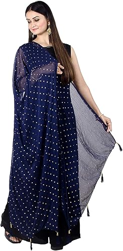 Vista 13 de Chandrakala Chal Dupatta de gasa para mujer, chal envolvente Chunni, beige (D191-P)