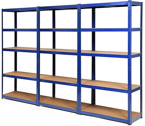 Miniatura 6 de ERGOMASTER Estantes utilitarios de 5 niveles para garaje, estantería de metal de acero resistente con diseño ajustable, montaje sin pernos y