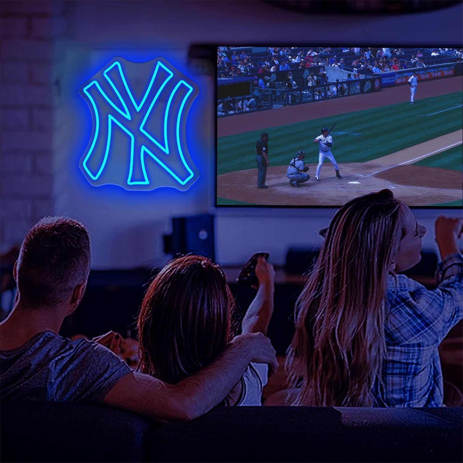 NY Baseball Neon Sign, New York Cool Light Up Dimmable NY Team Logo Hanging Led Neon Sign for Wall Decor, Bedroom, Party, Man Cave, Bedroom, Game Room Deco, Birthday Christmas Gift for Boys Fans (Blue) - Image 7