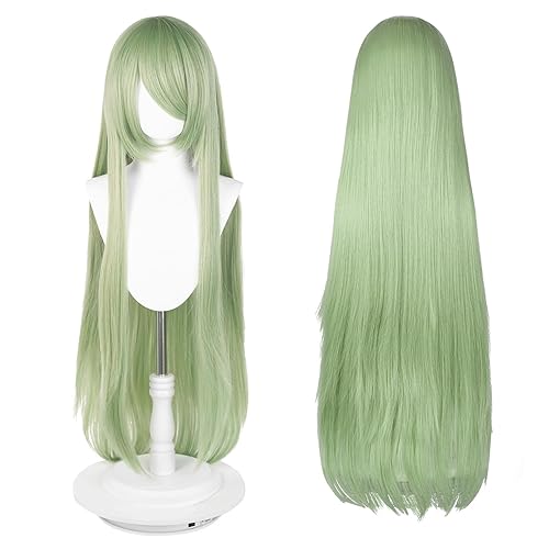 UTIEHD 100cm / 40 Inch Long Wig, Universal Anime Costume Cosplay Wig, Perfect for Party, Daily-Use, Festivals, and Halloween, Great for TV, Film, Anime Game Character Cosplay (Light Green) - Light Green