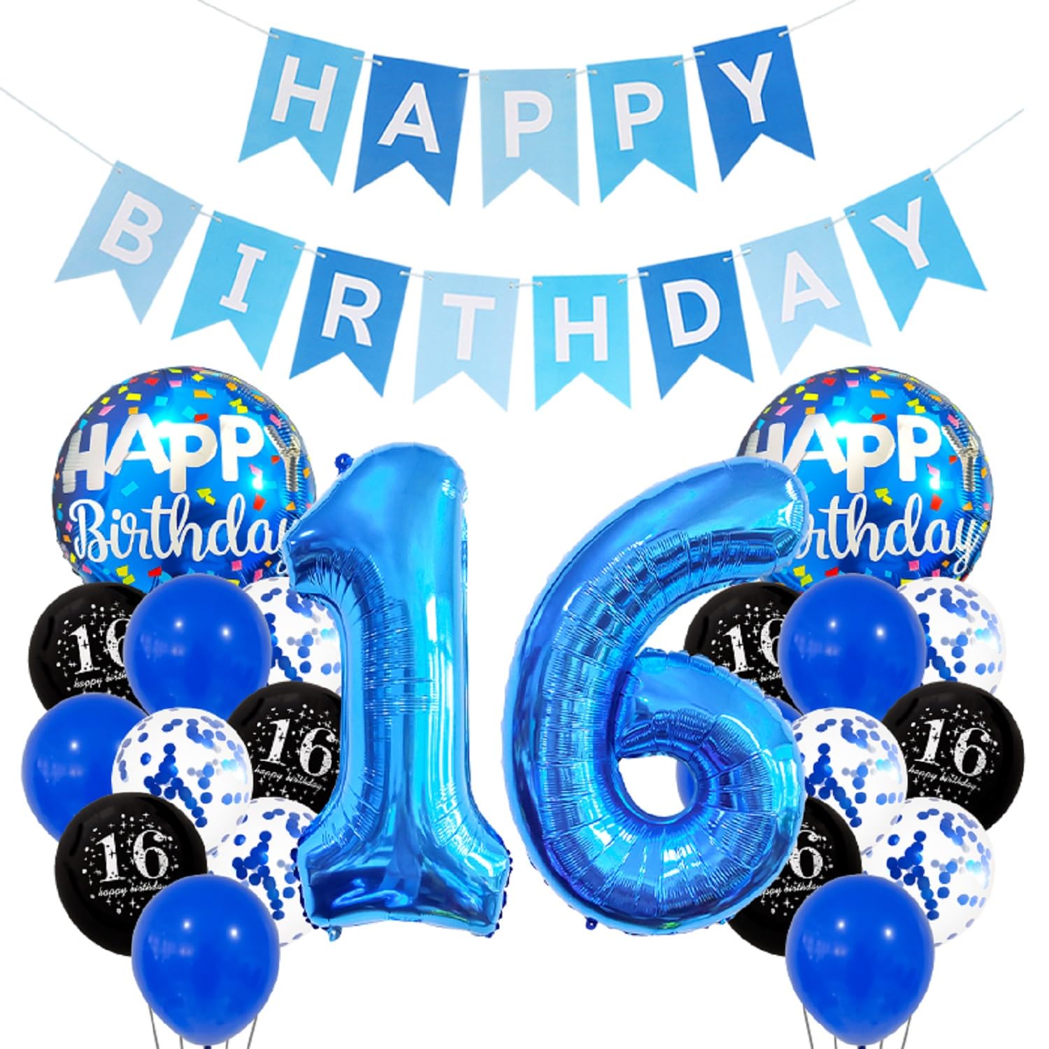 Acheter Kit de guirlande d'arc de ballons de décoration de fête d' anniversaire de dessin animé, ballons de joyeux anniversaire noirs et roses en aluminium, cadeau de fête à thème de dessin animé