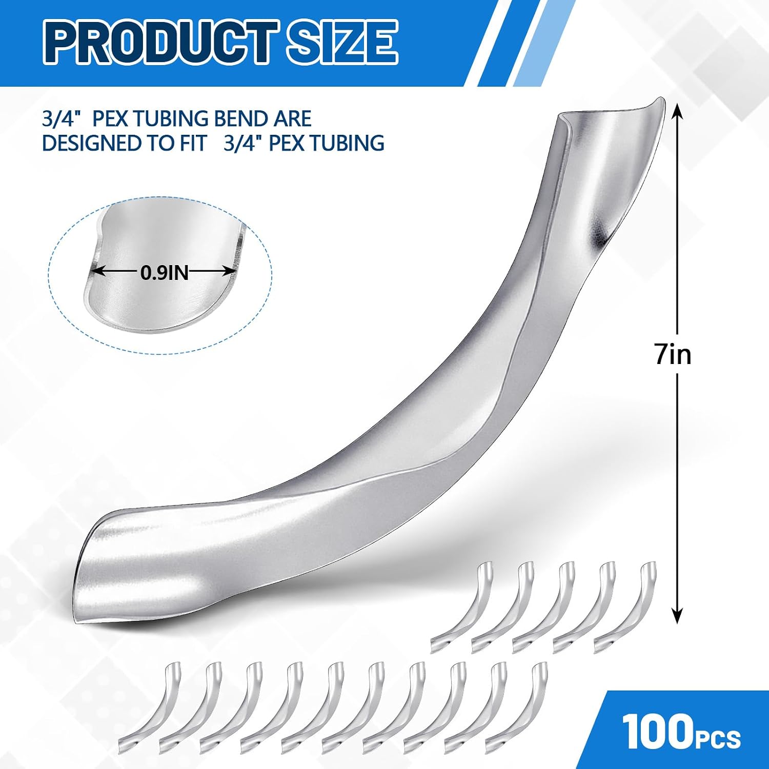100 Pcs 3/4" Pex 90 Degree Bend Support Metal Pex Fittings Tubing Bend Supports Elbow Clamps Pipe Holder for Home Commercial Industrial Plumbing Heating Systems