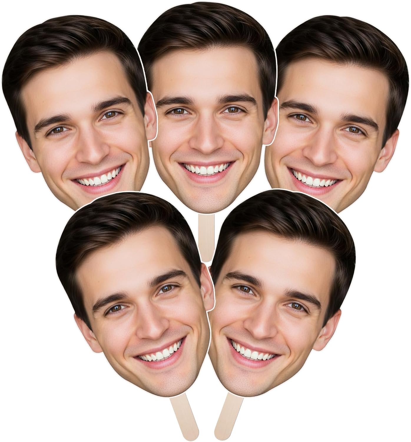 Big Head Custom Cutouts on a Stick 5 Pcs, 6 to 36 Inch Personalized Faces Bulk for Parties, Birthdays, Weddings, Sports Events Decoration, Photo Props, Corrugated Plastic