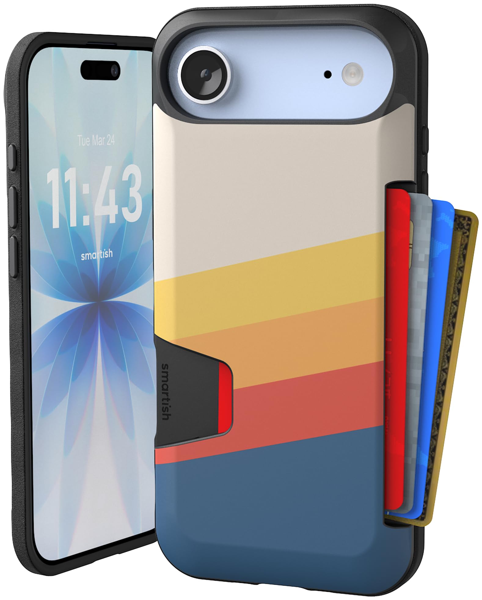 Smartish® iPhone Air Wallet Case - Wallet Slayer Vol. 1 [Slim + Protective] Credit Card Holder - Drop Tested Hidden Credit Card Slot Cover for Apple iPhone Air - Striped Up