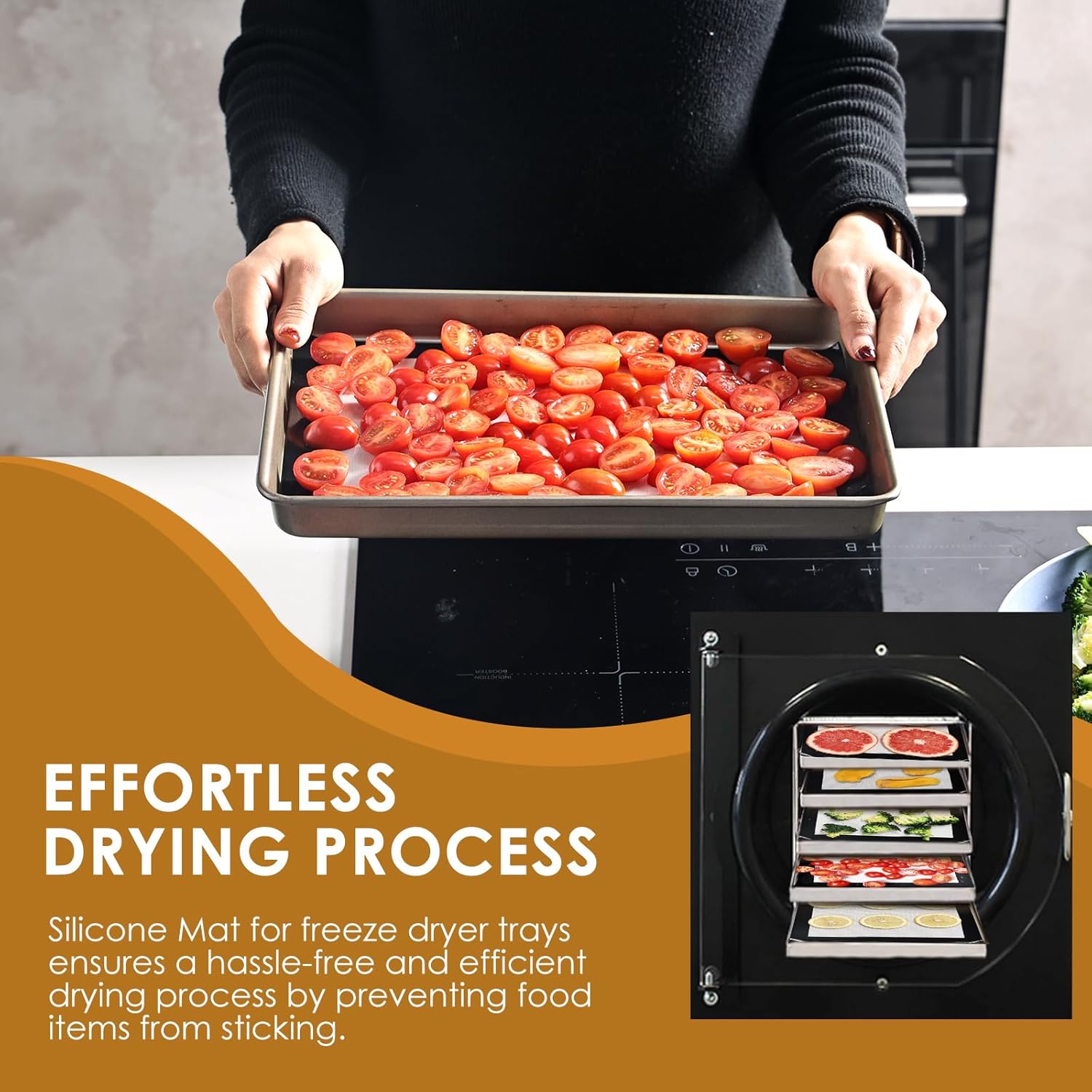 KitchenRaku 5PCS Silicone Tray Mats for Harvest Right Freeze Dryer Trays, Reusable Accessories for Freeze Dryer Trays, Prevent Food Items from Sticking to Freeze Dryer Machine