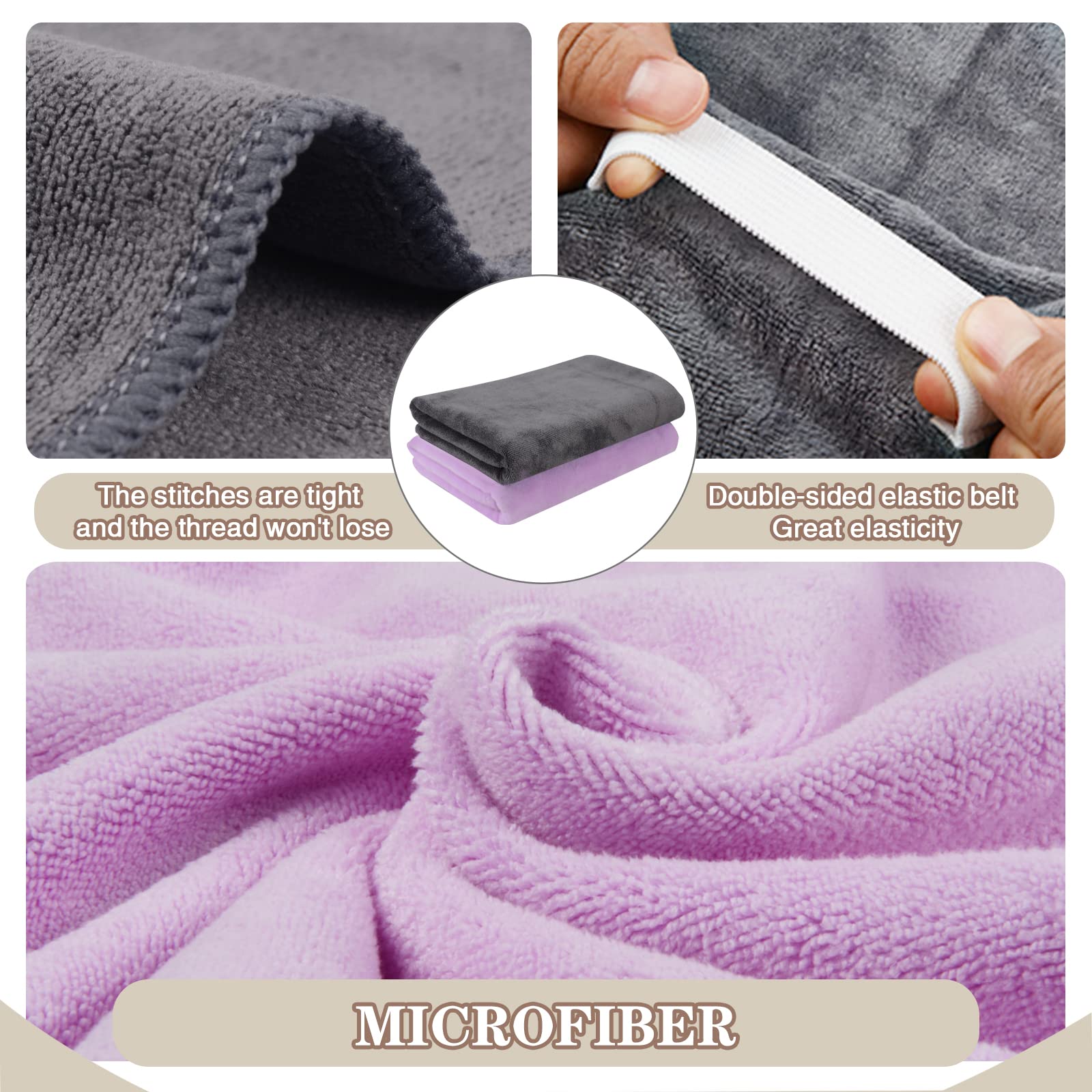 Serviettes Cheveux Microfibre SUNLAND - Lot De 2 Turbans Séchage Rapide Pour Cheveux Longs 50x100cm