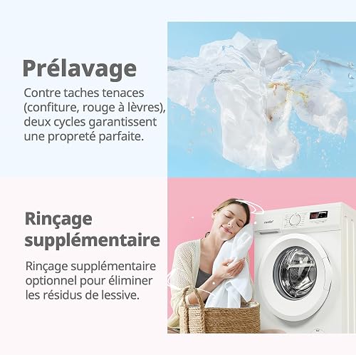 COMFEE' CFE12EW80/W-FR Lave-Linge Frontal 8KG, Classe énergétique A, Moteur BLDC 1400 Tr/Min, 15 Programmes, Prélavage, Blanc - 4